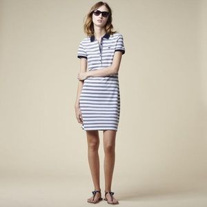Lacoste Stretch Cotton Piqué Polo Dress - navy stripe